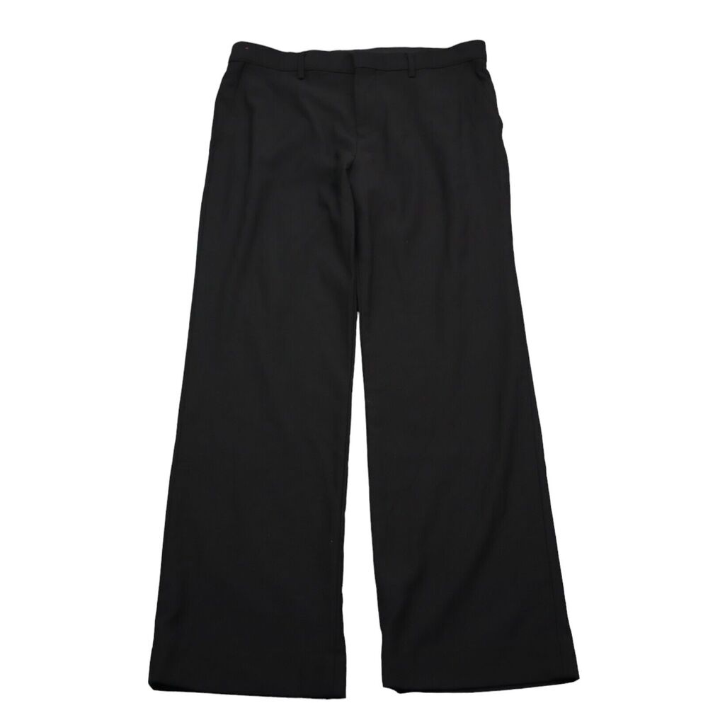 Merona Pants Mens 34 Black Mid Rise Flat Front Straight Slim Fit Dress Pants